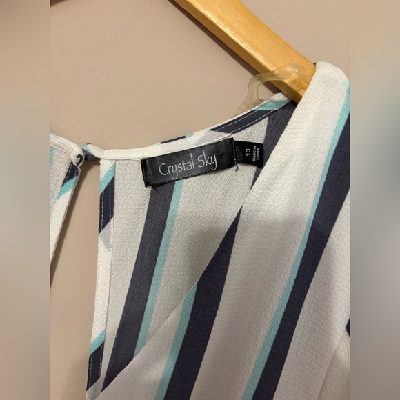 Crystal Sky Women's Size 13 Striped Jumpsuit with Tie Belt Casual Chic - Picture 3 of 5